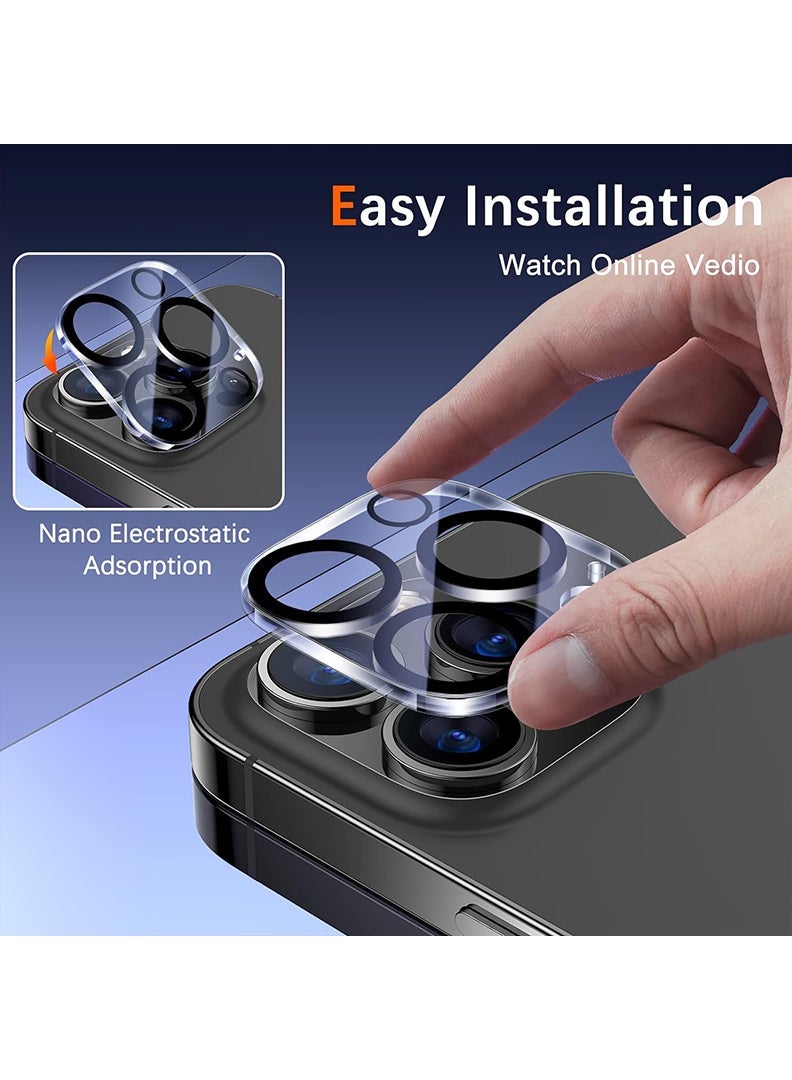 ثيودور واقي عدسة الكاميرا لهاتف iPhone 15 Pro Max/ 15 Pro، قطعتان - [حماية من السقوط] [مناسب للجراب] غطاء شاشة كاميرا من الزجاج المقوى 9H، شفاف - Image 3